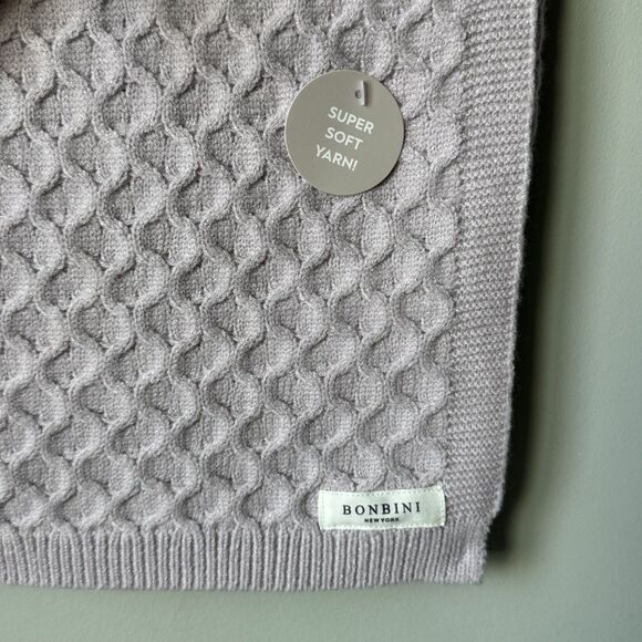 SOLD‼️‼️NWT  BONBINI New York WAFFLE KNIT 38"x 28"  Baby/Lap  Blanket Lavender - Picture 5 of 11